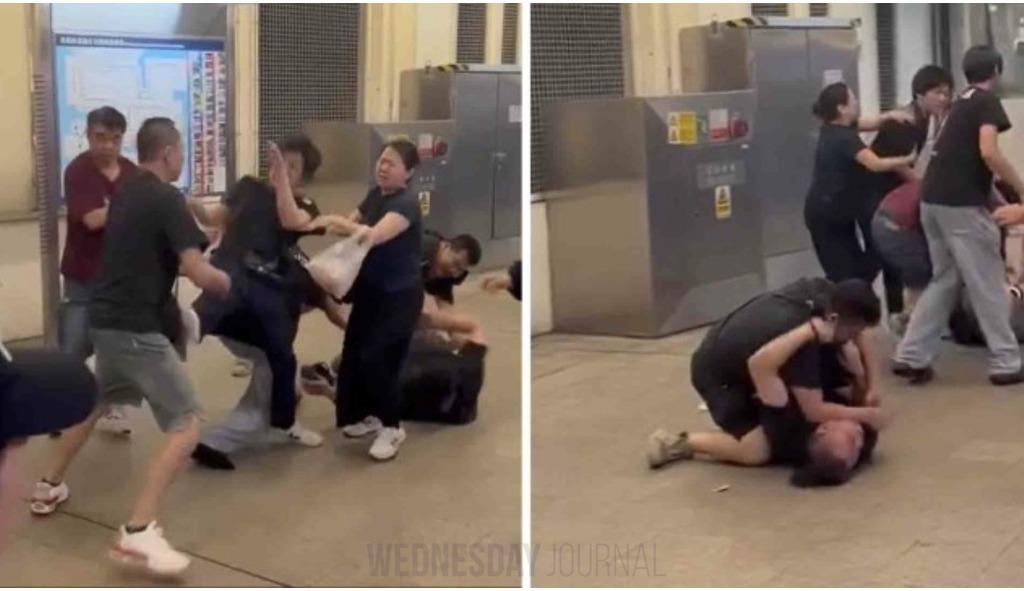 눈 마주쳤다고 로우역 플랫폼서 '난투극'... 남녀 6명 체포.jpg