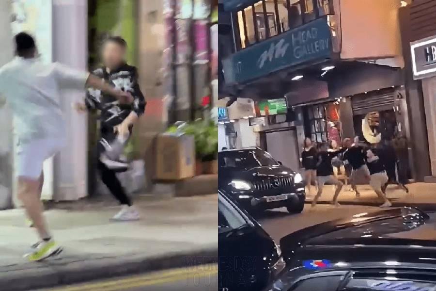 홍콩 칠사취 길거리 패싸움에 삼합회 조폭 대거 개입.jpg