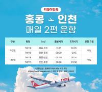 티웨이항공 홍콩-인천 매일 2편 운항